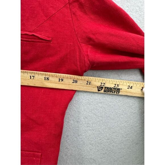 Vintage International Scene Womens Red Linen Zip Front Blazer Jacket Size 12 - Picture 8 of 9